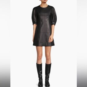 Jason Wu Leather Puff-Sleeve Minidress